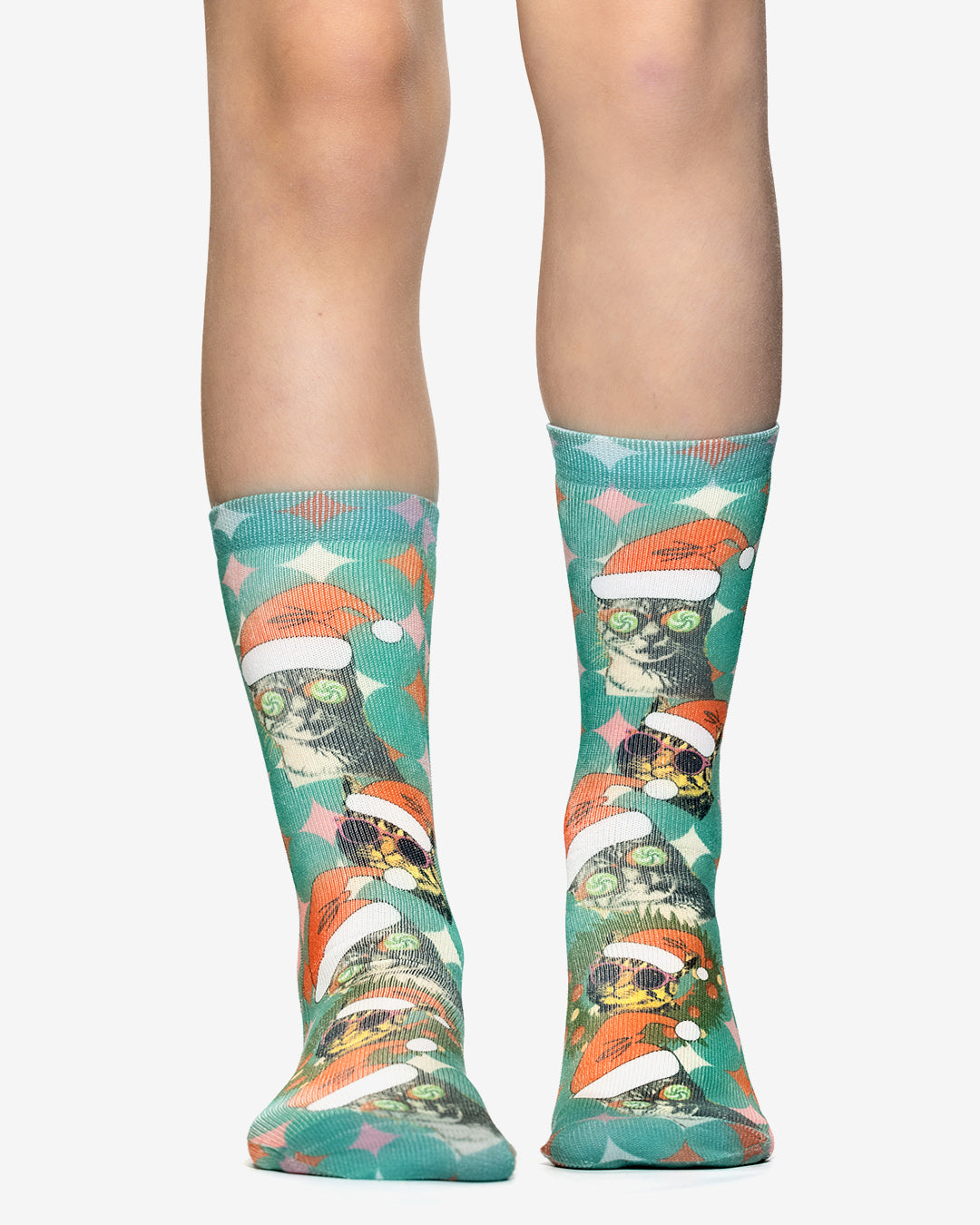 RETRO XMAS CAT Kids Socks
