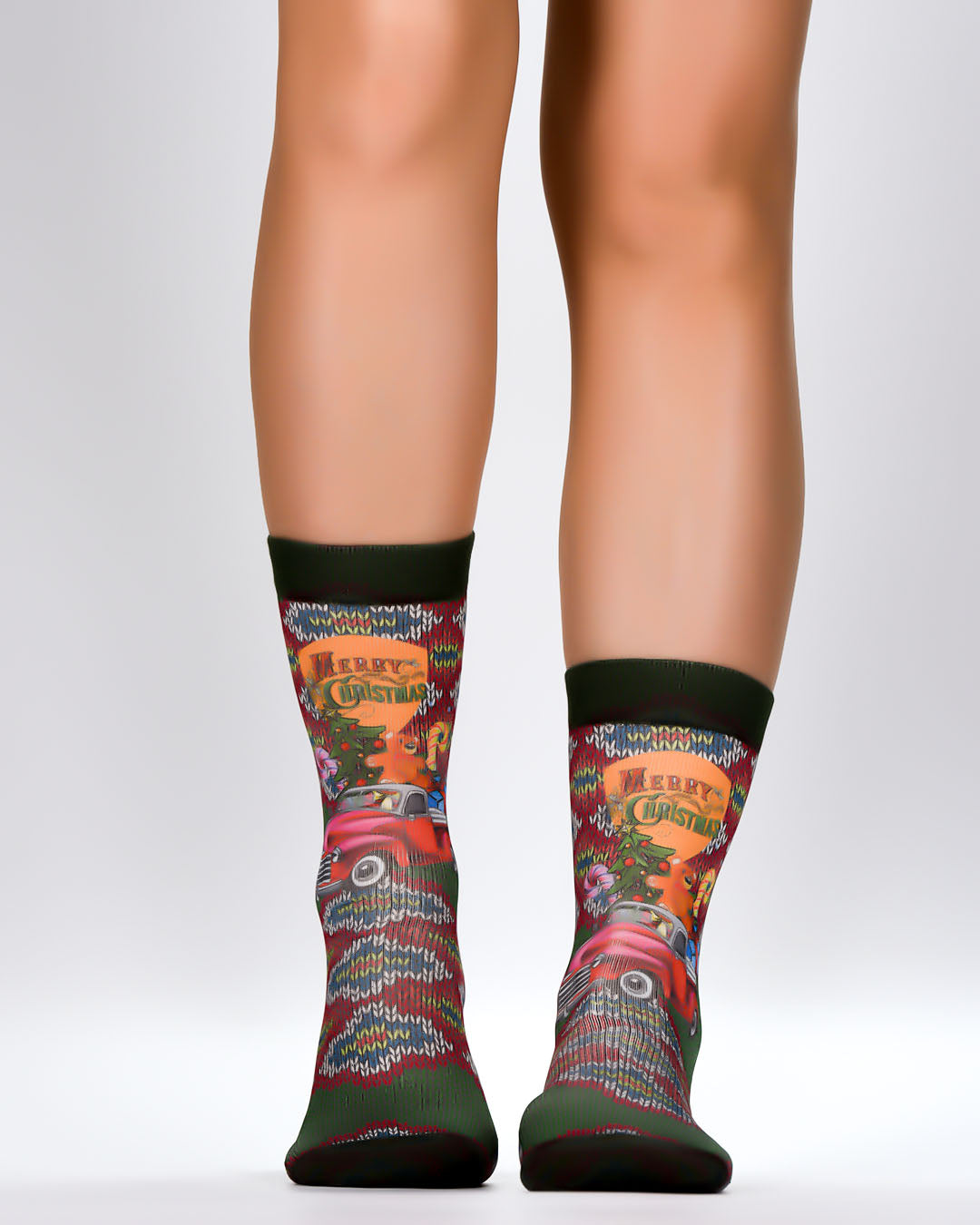 Knitted Red Car Lady Sock