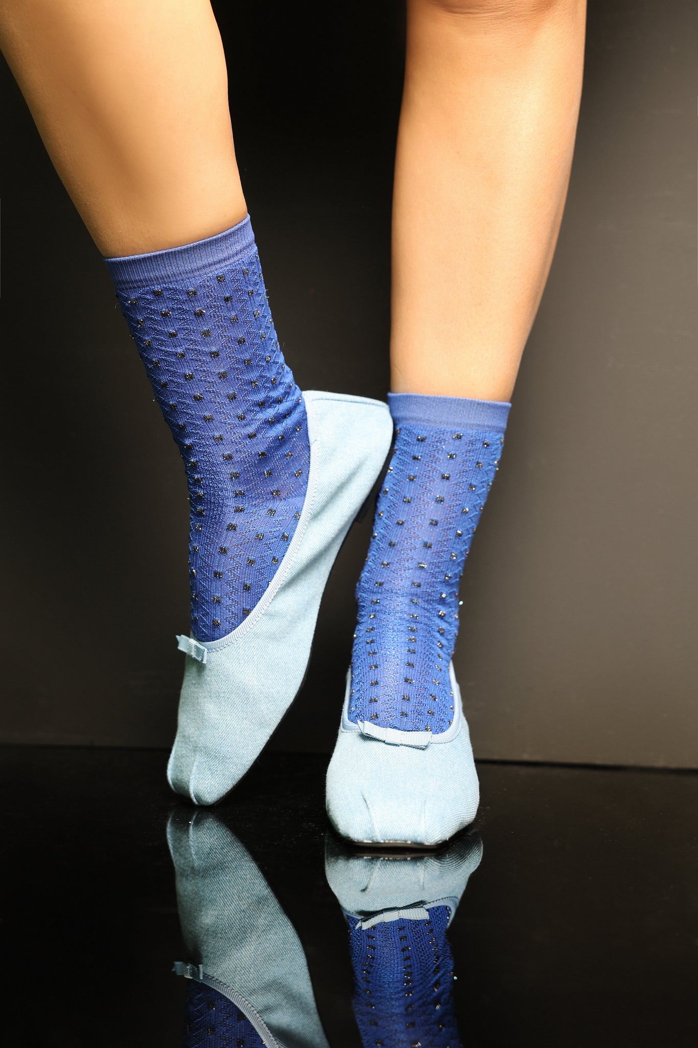 Glitter Spot Blue Lady Sock