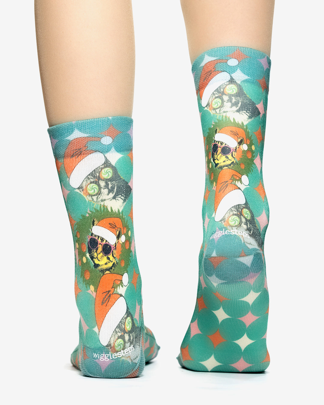 RETRO XMAS CAT Lady Socks