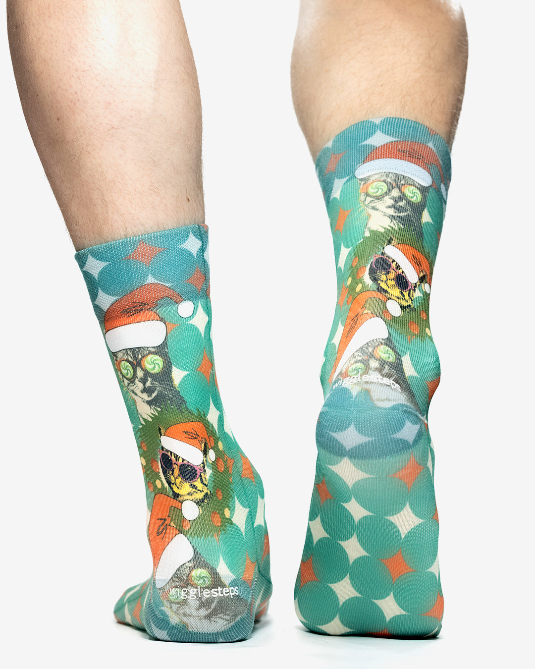 RETRO XMAS CAT Man Socks