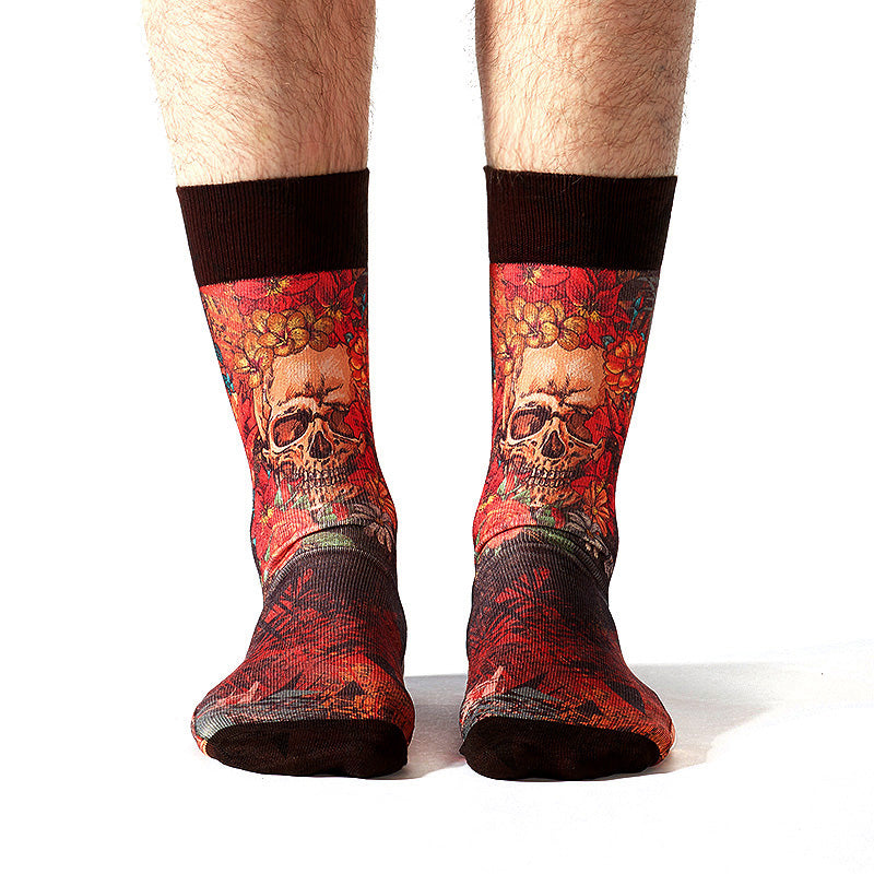 Skull and Roses Man Sock