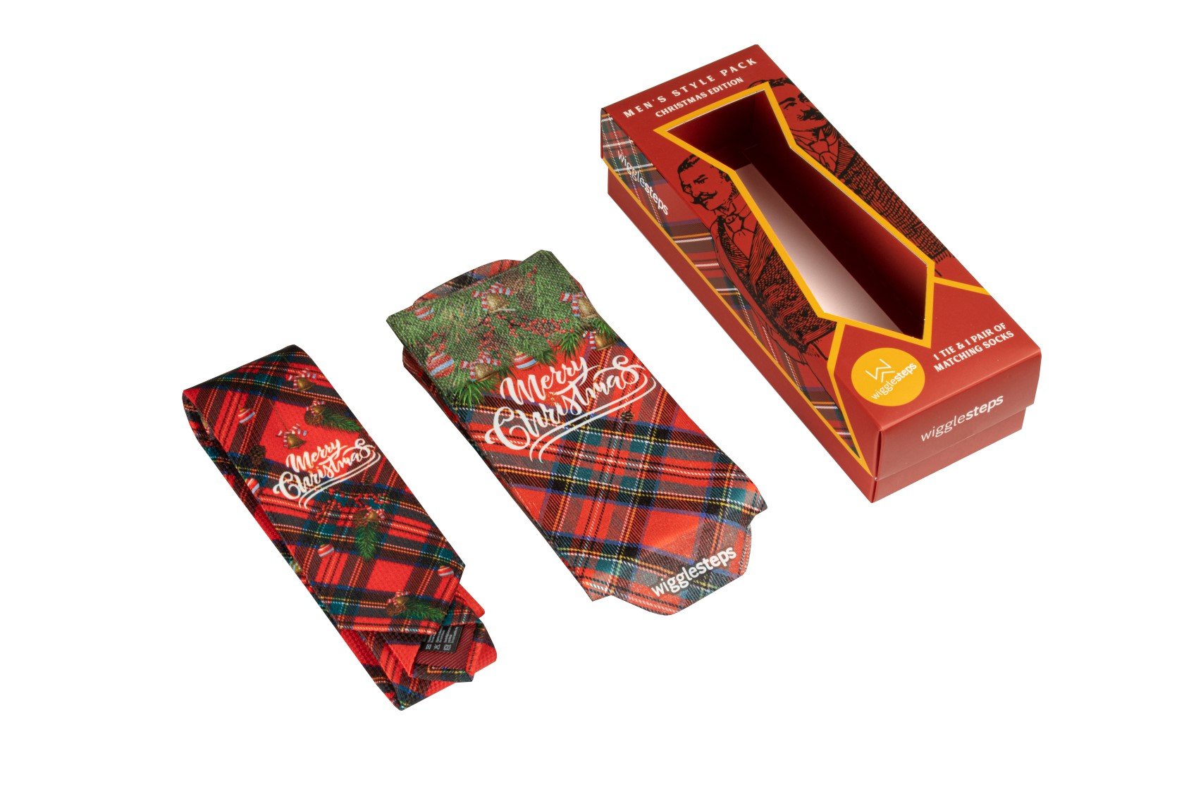 Christmas Check Berry Tie& Sock Pack